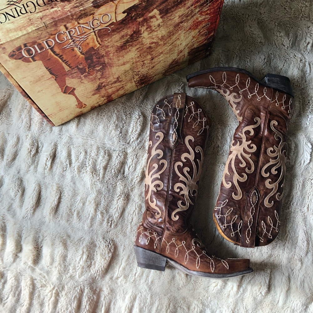 Old Gringo Latara 15” Brass/Bone Leather Boots